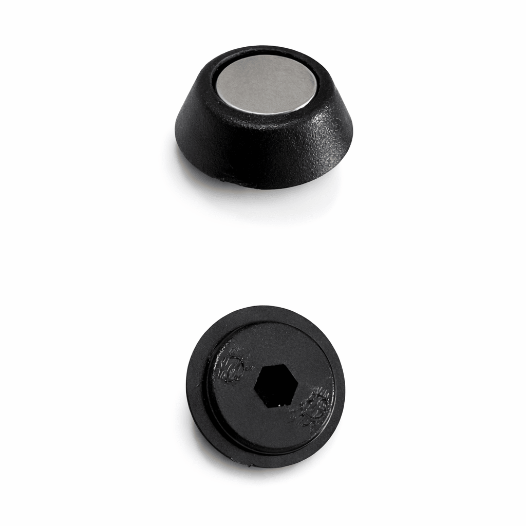 Set (3 pieces) of magnets with black retaining clips. - GO - OFF